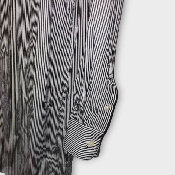 HOPE Womens Unravel Dress Sz 8 Navy Stripes‎ Button Front Collar Academia Casual - Picture 7 of 11